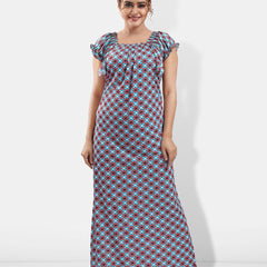 Be You Floral Printed Square Neck Maxi Satin Nightdress