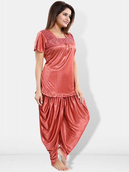 Be You Pack Of 2 Short Sleeves Satin Top & Patiyala