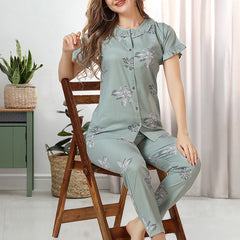 Be You Floral Printed Shirt And Pyjama Night Suit