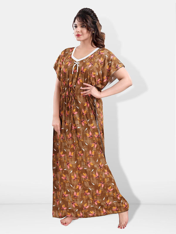 Be You Floral Printed Satin Maxi Kaftan Nightdress