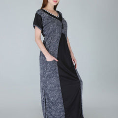 Be You Women Printed Satin Maxi Nightdress