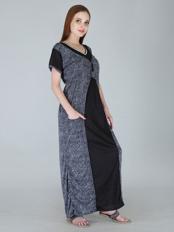 Be You Women Printed Satin Maxi Nightdress