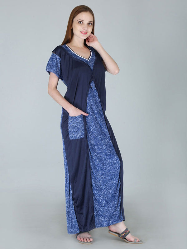 Be You Women Printed Satin Maxi Nightdress