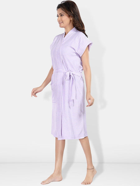 Be You Women Printed Cotton Anti-bacterial Super Soft Bath Robe With Belt