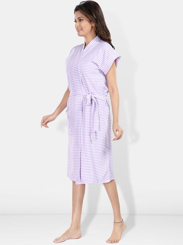 Be You Women Printed Cotton Anti-bacterial Super Soft Bath Robe With Belt