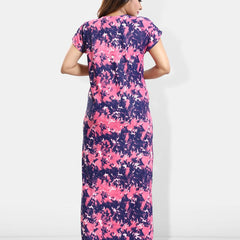 Be You Abstract Printed Satin Maternity Maxi Sweat Nightdress