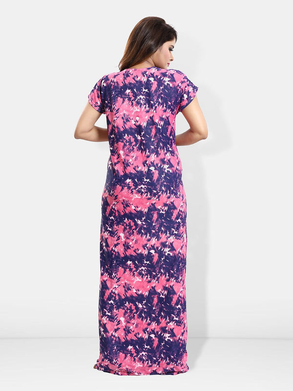Be You Abstract Printed Satin Maternity Maxi Sweat Nightdress