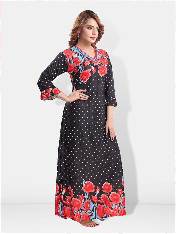 Be You Floral Printed Satin Maxi Nightdress