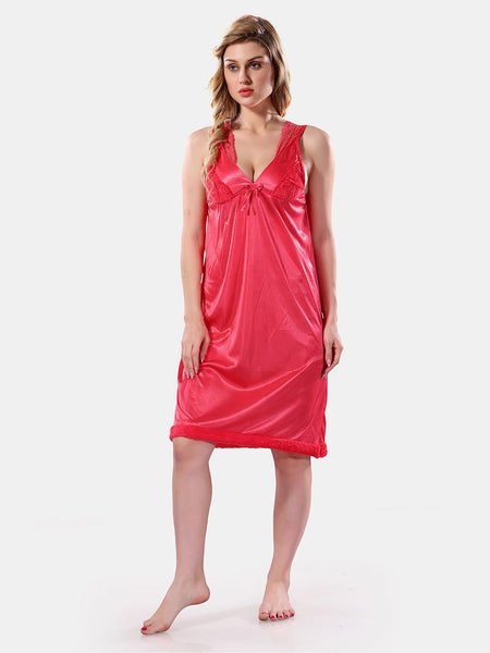 Be You V-Neck Lace Up Details Satin Maxi Nightdress With Robe