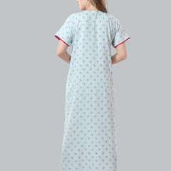 Be You Blue Embroidered Maxi Nightdress