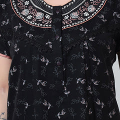 Be You Black Embroidered Maxi Nightdress