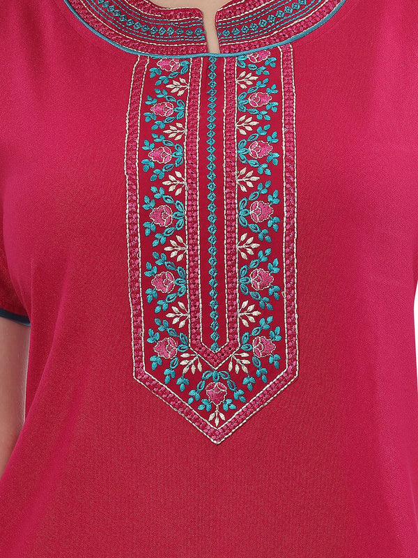 Be You Pink Embroidered Maxi Nightdress