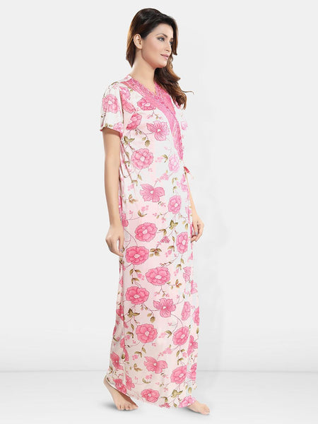 Be You Printed V-Neck Satin Maxi Wrap Nightdress