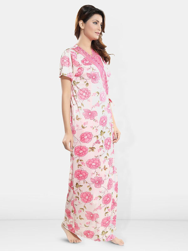 Be You Printed V-Neck Satin Maxi Wrap Nightdress