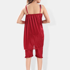 Be You Shoulder Straps Satin Night Suit With Robe