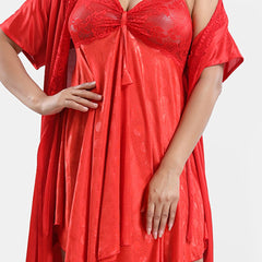 Be You Satin Shoulder Straps Baby Dolls With Robe