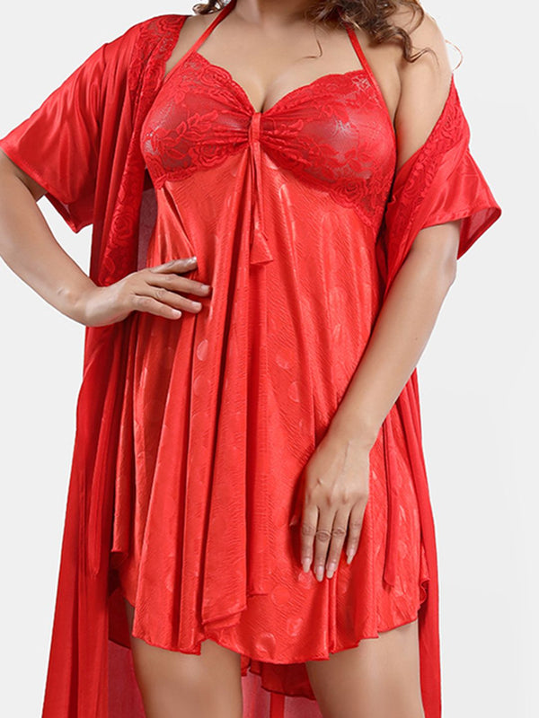 Be You Satin Shoulder Straps Baby Dolls With Robe