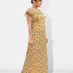 Be You Floral Printed Square Neck Satin Maxi Nightdress