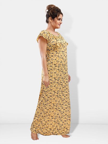 Be You Floral Printed Square Neck Satin Maxi Nightdress