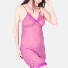 Be You Shoulder Straps Net Nightdress With Robe