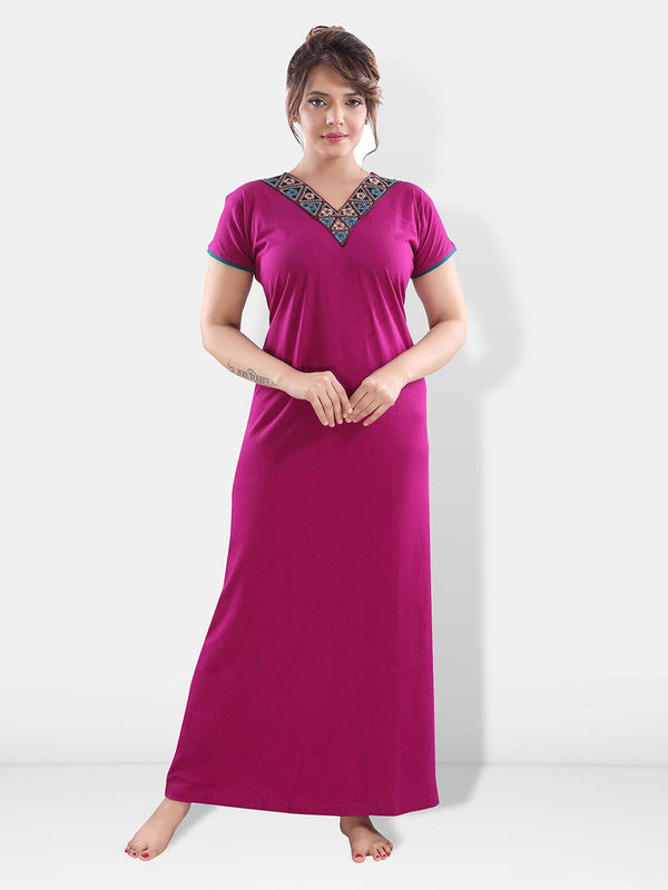 Be You Floral Embroidered V-Neck Maxi Nightdress