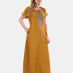 Be You Ethnic Motifs Printed Maxi Nightdress