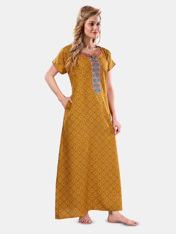 Be You Ethnic Motifs Printed Maxi Nightdress