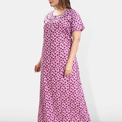 Be You Polka Dots Printed Round Neck Pure Cotton Maxi Nightdress