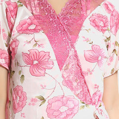 Be You Printed Satin Top & Shorts With Robe
