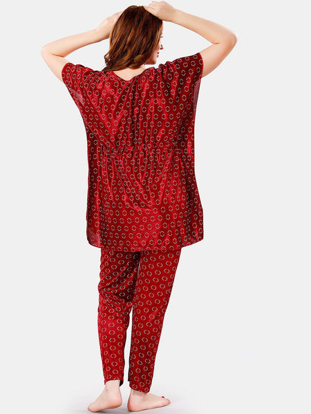 Be You Geometric Printed Satin Night Suit