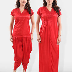 Be You V-Neck Satin Night Suit With Robe