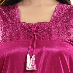 Be You Square Neck Short Sleeves Satin Night suit