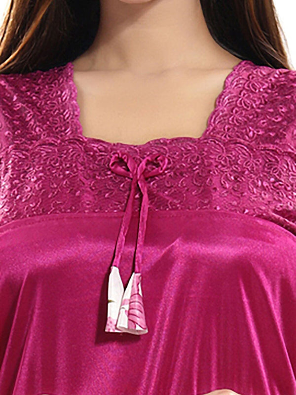 Be You Square Neck Short Sleeves Satin Night suit