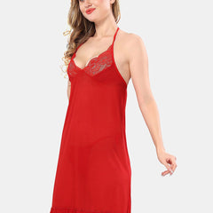 Be You Self Design Halter Neck Net Baby Doll With Brief