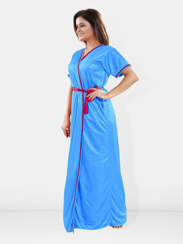 Be You V-Neck Satin Maxi Wrap Nightdress With Robe