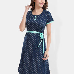 Be You Navy Blue Printed Nightdress