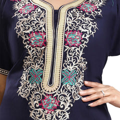 Be You Ethnic Motifs Embroidered Maxi Nightdress