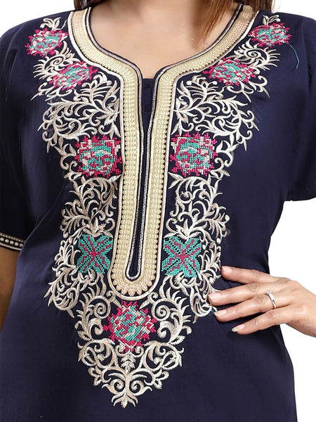 Be You Ethnic Motifs Embroidered Maxi Nightdress