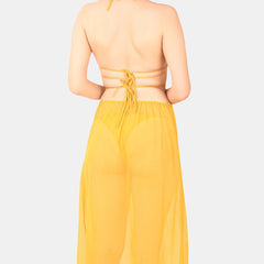 Be You Net Fur Detail Halter Neck Baby Doll & briefs