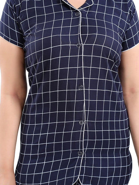 Be You Lapel Collar Checked Night suit