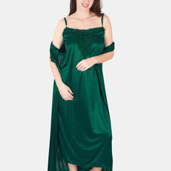 Be You Floral Lace Shoulder Straps Satin Maxi Nightdress With Robe