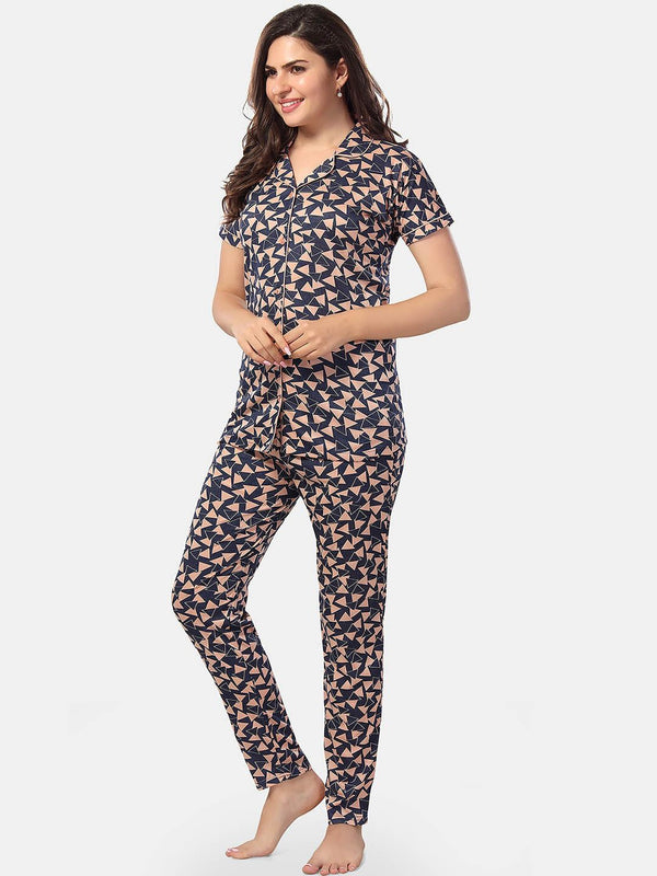 Be You Geometric Printed Night suit