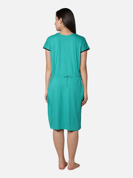 Be You Turquoise Blue Cotton Blend Maternity Nightdress