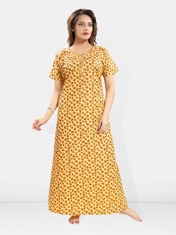 Be You Polka Dot Printed Cotton Maxi Nightdress