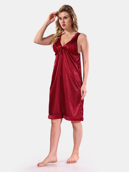 Be You V-Neck Long Sleevs Satin Maxi Nightdress With Robe