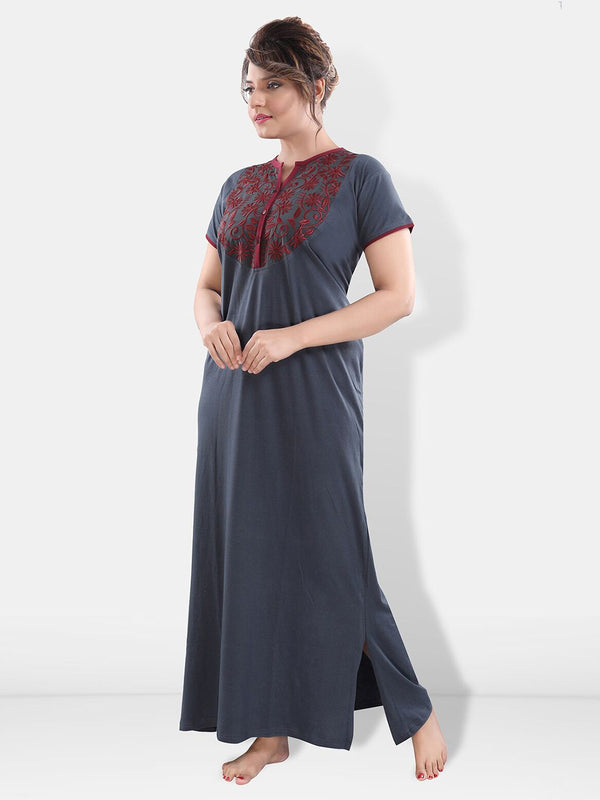 Be You Floral Embroidered Maxi Nightdress