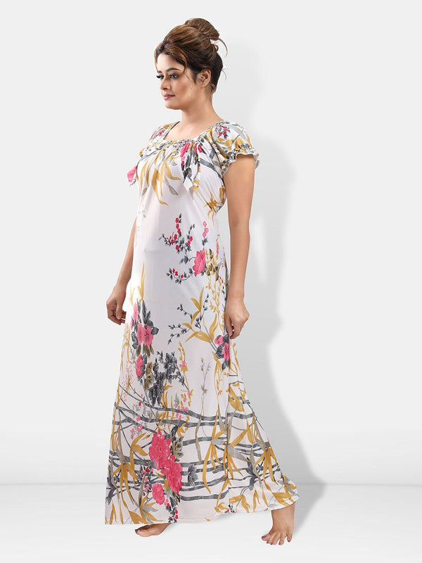 Be You Floral Printed Satin Maxi Nightdress