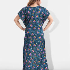Be You Floral Printed Satin Kaftan Nightdress