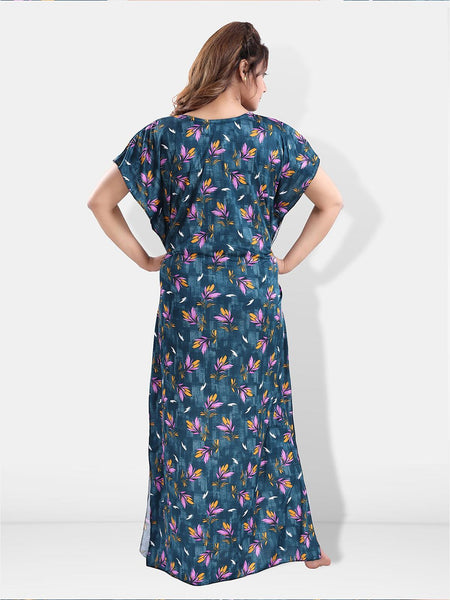 Be You Floral Printed Satin Kaftan Nightdress