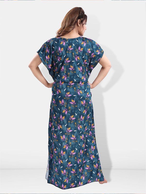 Be You Floral Printed Satin Kaftan Nightdress